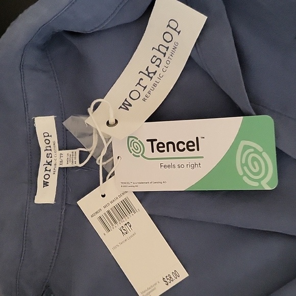 Workshop Republic Clothing Denim Sleeveless Button Down Hi Low Blouse  Size XS - Picture 6 of 12